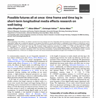 Zum Artikel "Neue Publikation im Journal of Communication zur Rolle von Zeit in longitudinalen Forschungsdesigns"